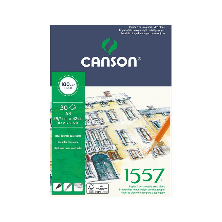 Canson, 1557 Drawing Paper Pad Din A3 180 G/m² 30 Sheets - 07021081