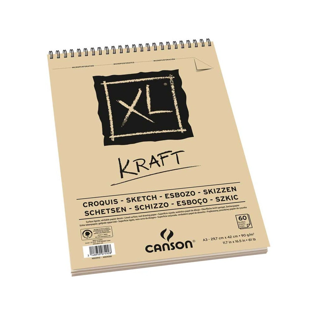 Canson XL Kraft pad, brown paper, A4 60 sheets 90gsm - 07021263