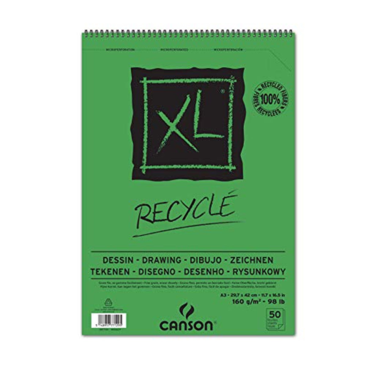 Canson XL Recycled Drawing 50sheet, A3,160g - 07020999