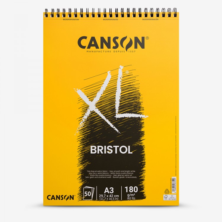 Canson-Xl Bristol Spiral Pad -180gsm - 50 Sheets A3(29.7 x 42 cm) -07021825